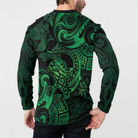 New Zealand Tuatara Button Sweatshirt Aotearoa Maori Clematis Flowers - Green LT14 - Polynesian Pride