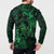 New Zealand Tuatara Button Sweatshirt Aotearoa Maori Clematis Flowers - Green