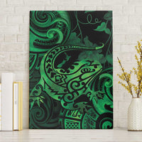 New Zealand Tuatara Canvas Wall Art Aotearoa Maori Clematis Flowers - Green LT14 Without Frame Green - Polynesian Pride