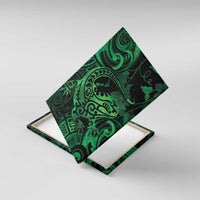 New Zealand Tuatara Canvas Wall Art Aotearoa Maori Clematis Flowers - Green LT14 With Frame Green - Polynesian Pride