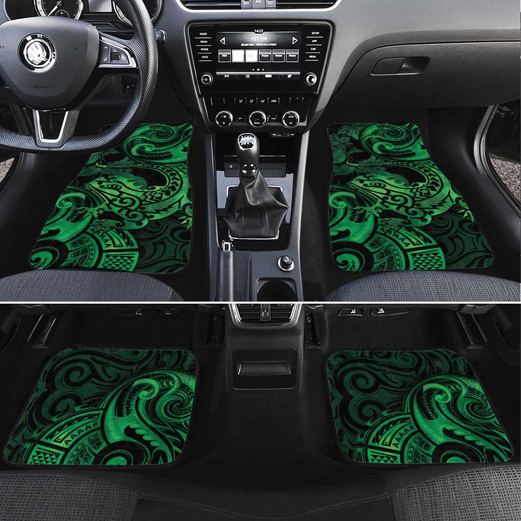 New Zealand Tuatara Car Mats Aotearoa Maori Clematis Flowers - Green