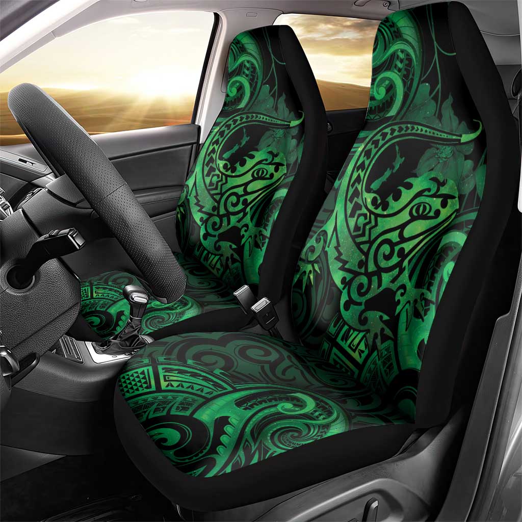 New Zealand Tuatara Car Seat Cover Aotearoa Maori Clematis Flowers - Green