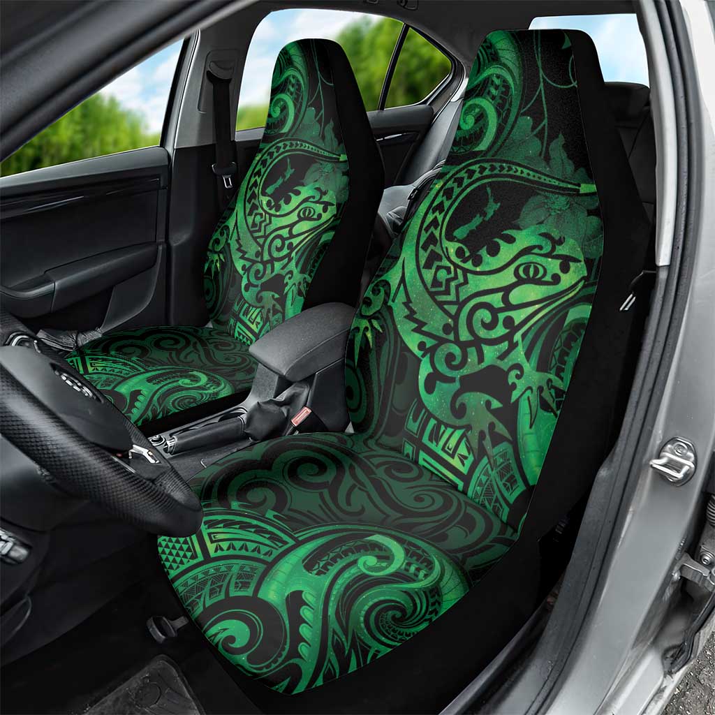 New Zealand Tuatara Car Seat Cover Aotearoa Maori Clematis Flowers - Green
