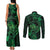 New Zealand Tuatara Couples Matching Tank Maxi Dress and Long Sleeve Button Shirt Aotearoa Maori Clematis Flowers - Green