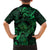 New Zealand Tuatara Family Matching Long Sleeve Bodycon Dress and Hawaiian Shirt Aotearoa Maori Clematis Flowers - Green