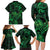 New Zealand Tuatara Family Matching Long Sleeve Bodycon Dress and Hawaiian Shirt Aotearoa Maori Clematis Flowers - Green