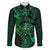 New Zealand Tuatara Family Matching Long Sleeve Bodycon Dress and Hawaiian Shirt Aotearoa Maori Clematis Flowers - Green