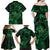 New Zealand Tuatara Family Matching Off Shoulder Maxi Dress and Hawaiian Shirt Aotearoa Maori Clematis Flowers - Green