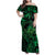 New Zealand Tuatara Family Matching Off Shoulder Maxi Dress and Hawaiian Shirt Aotearoa Maori Clematis Flowers - Green