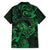 New Zealand Tuatara Family Matching Short Sleeve Bodycon Dress and Hawaiian Shirt Aotearoa Maori Clematis Flowers - Green