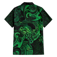New Zealand Tuatara Hawaiian Shirt Aotearoa Maori Clematis Flowers - Green