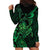 New Zealand Tuatara Hoodie Dress Aotearoa Maori Clematis Flowers - Green