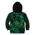 New Zealand Tuatara Kid Hoodie Aotearoa Maori Clematis Flowers - Green