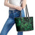 New Zealand Tuatara Leather Tote Bag Aotearoa Maori Clematis Flowers - Green