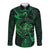 New Zealand Tuatara Long Sleeve Button Shirt Aotearoa Maori Clematis Flowers - Green