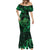 New Zealand Tuatara Mermaid Dress Aotearoa Maori Clematis Flowers - Green