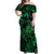 New Zealand Tuatara Off Shoulder Maxi Dress Aotearoa Maori Clematis Flowers - Green