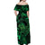 New Zealand Tuatara Off Shoulder Maxi Dress Aotearoa Maori Clematis Flowers - Green