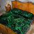 New Zealand Tuatara Quilt Bed Set Aotearoa Maori Clematis Flowers - Green