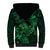 New Zealand Tuatara Sherpa Hoodie Aotearoa Maori Clematis Flowers - Green