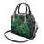 New Zealand Tuatara Shoulder Handbag Aotearoa Maori Clematis Flowers - Green