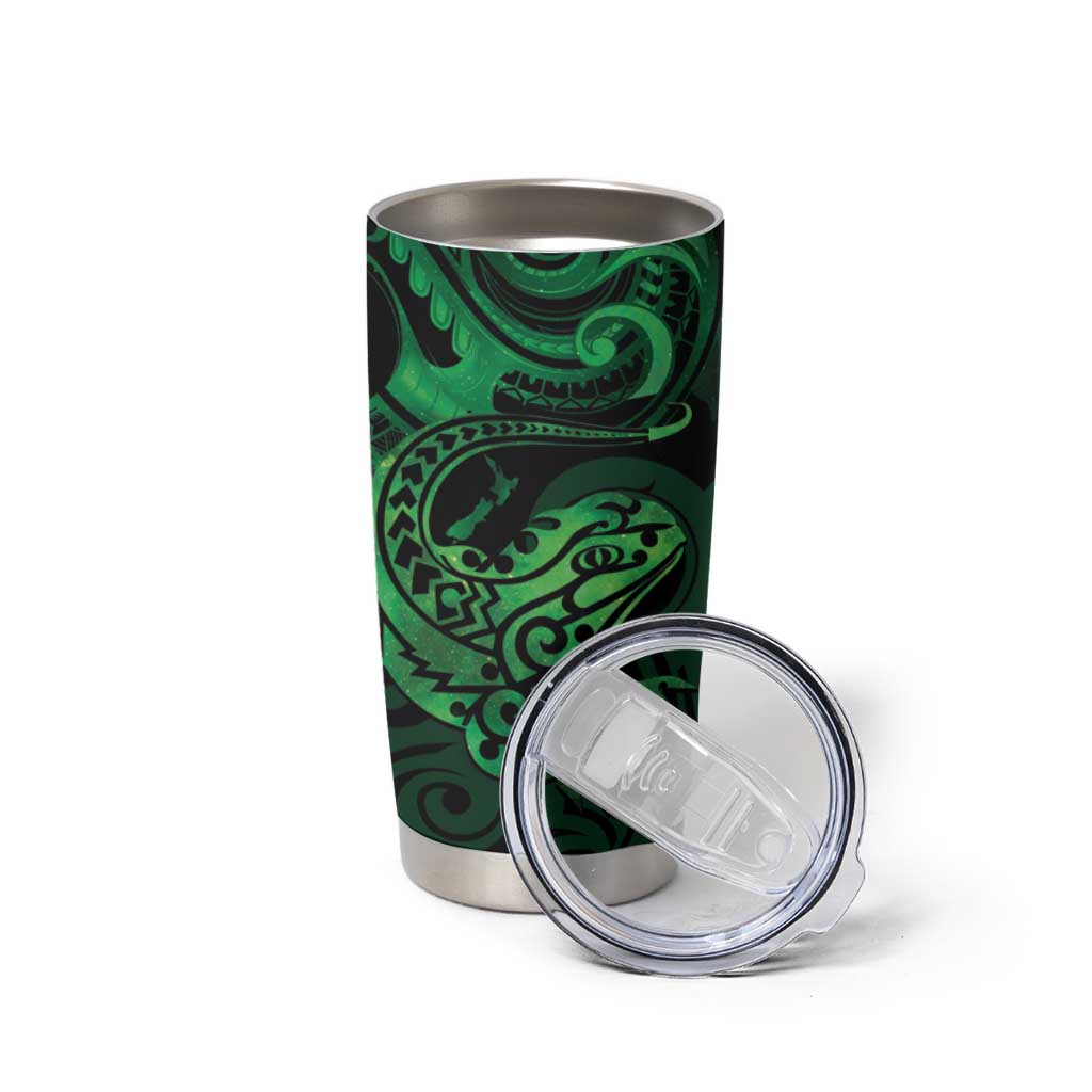 New Zealand Tuatara Tumbler Cup Aotearoa Maori Clematis Flowers - Green LT14 - Polynesian Pride