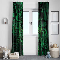 New Zealand Tuatara Window Curtain Aotearoa Maori Clematis Flowers - Green LT14 - Polynesian Pride