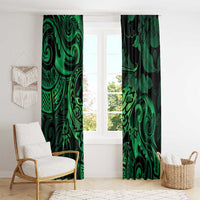New Zealand Tuatara Window Curtain Aotearoa Maori Clematis Flowers - Green LT14 - Polynesian Pride