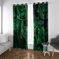New Zealand Tuatara Window Curtain Aotearoa Maori Clematis Flowers - Green LT14 With Grommets Green - Polynesian Pride