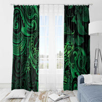 New Zealand Tuatara Window Curtain Aotearoa Maori Clematis Flowers - Green LT14 - Polynesian Pride