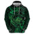 New Zealand Tuatara Zip Hoodie Aotearoa Maori Clematis Flowers - Green