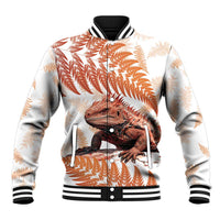 Red New Zealand Tuatara Baseball Jacket Aotearoa Sphenodon Punctatus Silver Fern LT14 Unisex Red - Polynesian Pride