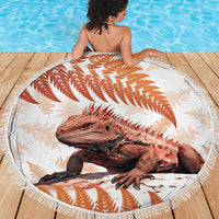 Red New Zealand Tuatara Beach Blanket Aotearoa Sphenodon Punctatus Silver Fern LT14 - Polynesian Pride