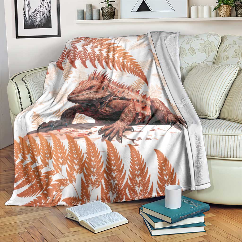 Red New Zealand Tuatara Blanket Aotearoa Sphenodon Punctatus Silver Fern LT14 Red - Polynesian Pride