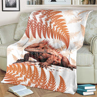 Red New Zealand Tuatara Blanket Aotearoa Sphenodon Punctatus Silver Fern LT14 - Polynesian Pride