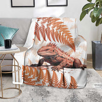 Red New Zealand Tuatara Blanket Aotearoa Sphenodon Punctatus Silver Fern LT14 - Polynesian Pride