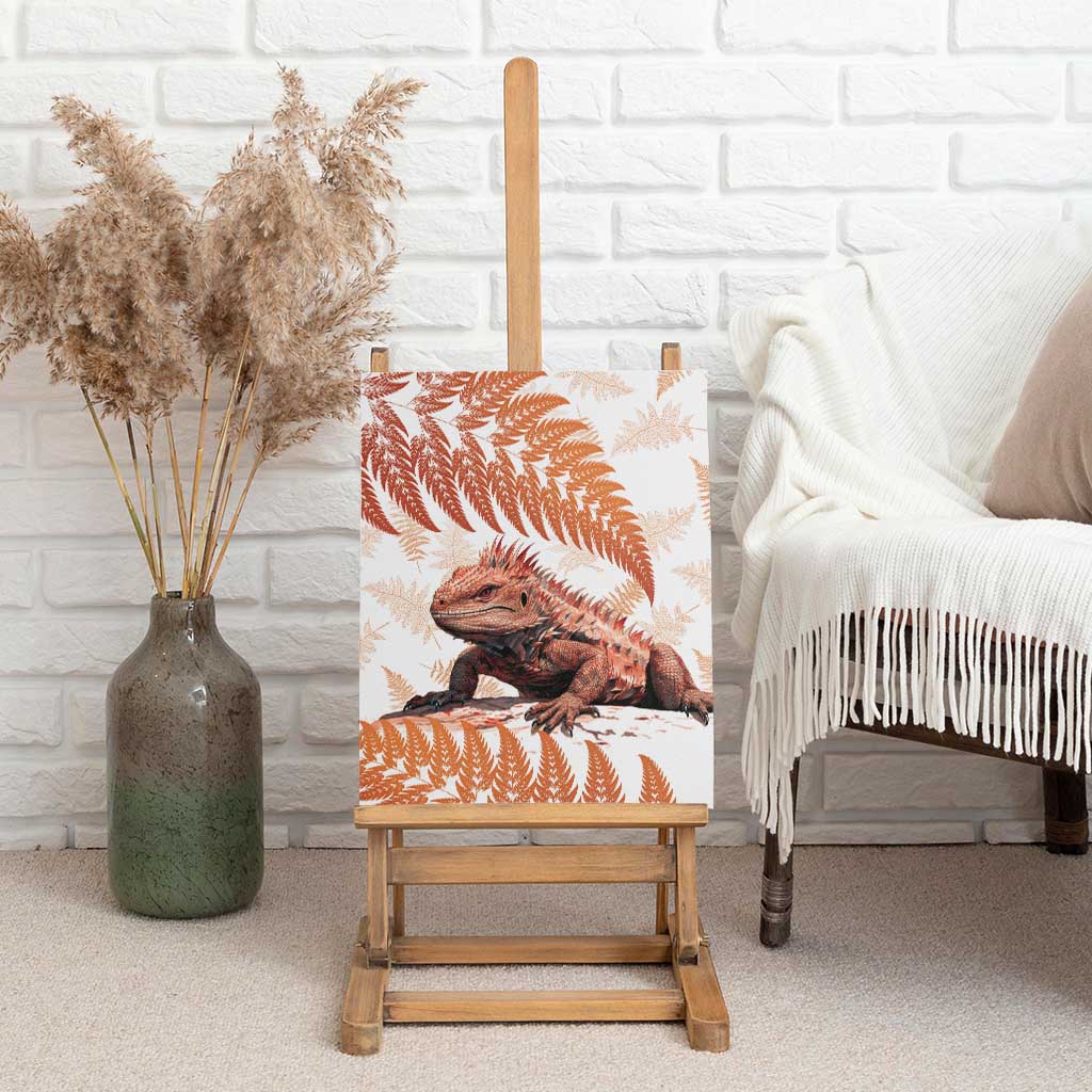 Red New Zealand Tuatara Canvas Wall Art Aotearoa Sphenodon Punctatus Silver Fern LT14 - Polynesian Pride