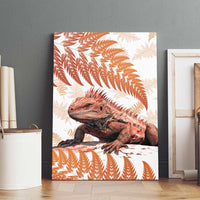 Red New Zealand Tuatara Canvas Wall Art Aotearoa Sphenodon Punctatus Silver Fern LT14 - Polynesian Pride