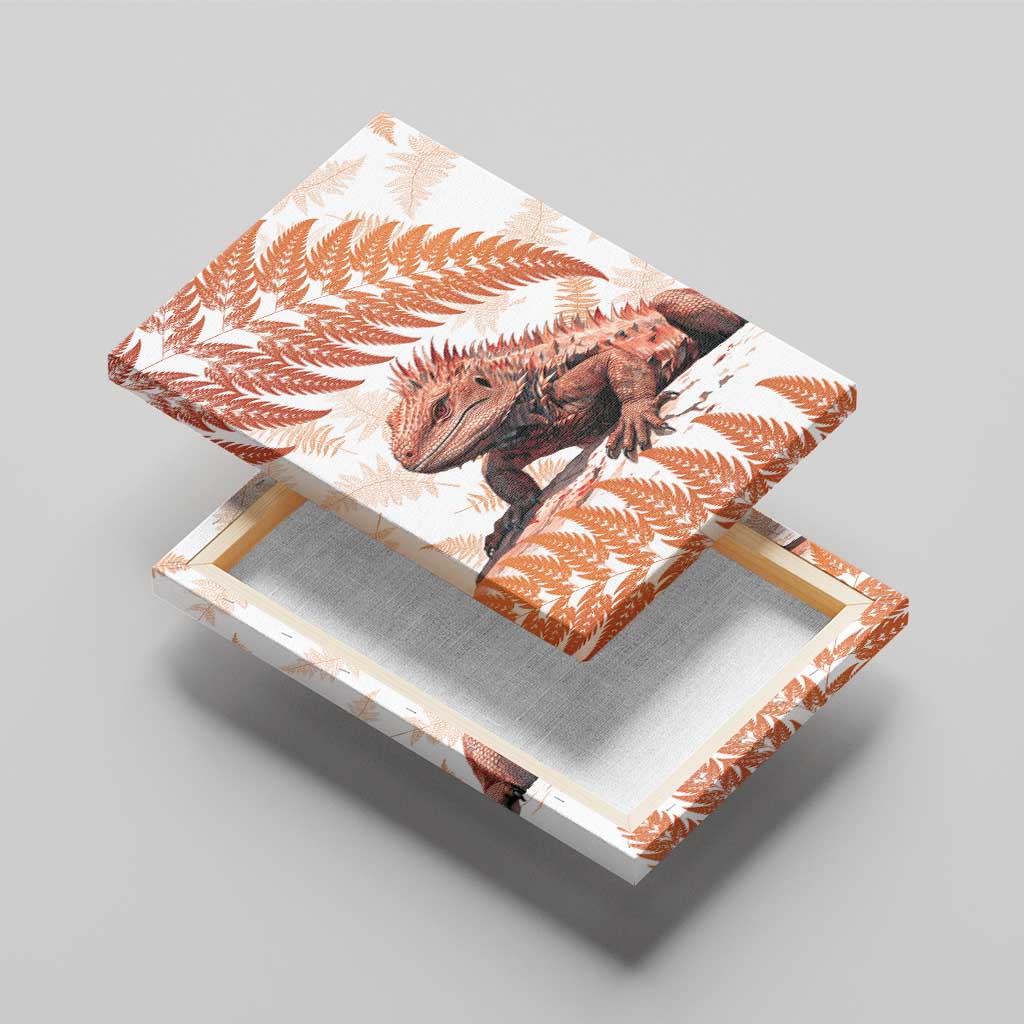 Red New Zealand Tuatara Canvas Wall Art Aotearoa Sphenodon Punctatus Silver Fern LT14 - Polynesian Pride