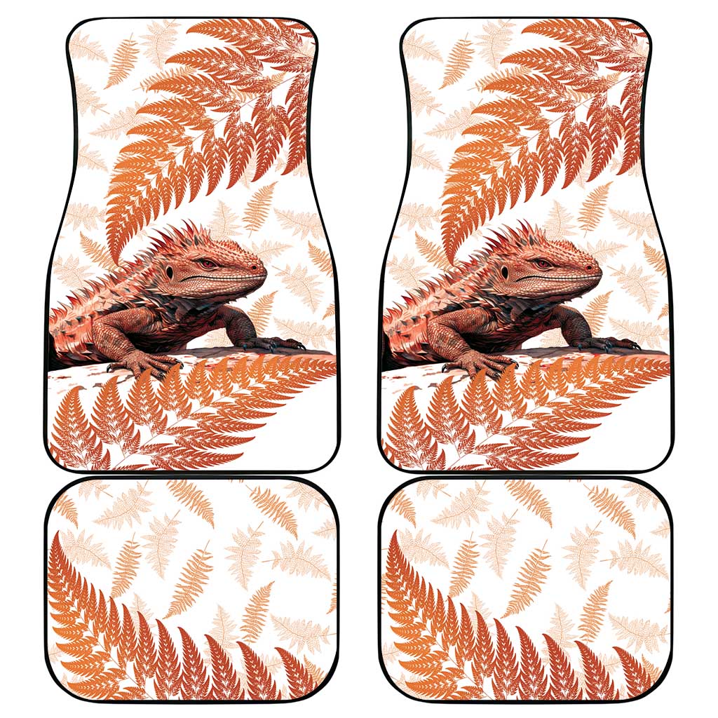Red New Zealand Tuatara Car Mats Aotearoa Sphenodon Punctatus Silver Fern LT14 - Polynesian Pride