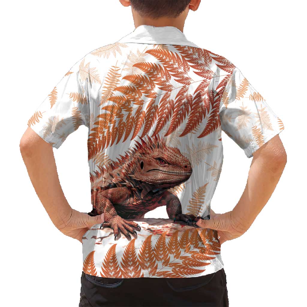 Red New Zealand Tuatara Family Matching Tank Maxi Dress and Hawaiian Shirt Aotearoa Sphenodon Punctatus Silver Fern LT14 - Polynesian Pride