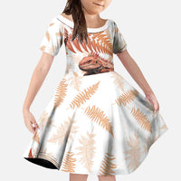 Red New Zealand Tuatara Family Matching Tank Maxi Dress and Hawaiian Shirt Aotearoa Sphenodon Punctatus Silver Fern LT14 Daughter's Dress Red - Polynesian Pride