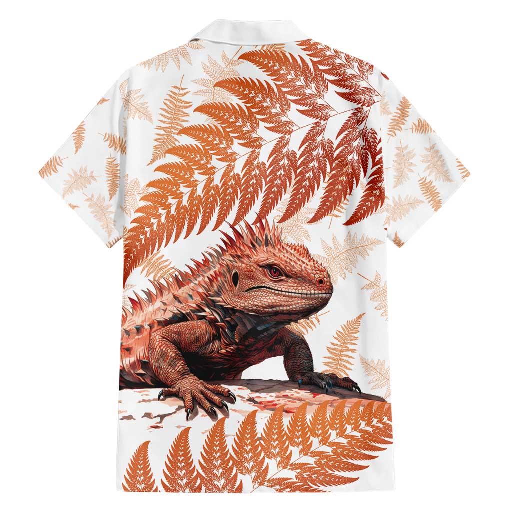 Red New Zealand Tuatara Hawaiian Shirt Aotearoa Sphenodon Punctatus Silver Fern LT14 - Polynesian Pride