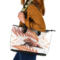 Red New Zealand Tuatara Leather Tote Bag Aotearoa Sphenodon Punctatus Silver Fern LT14 Red - Polynesian Pride