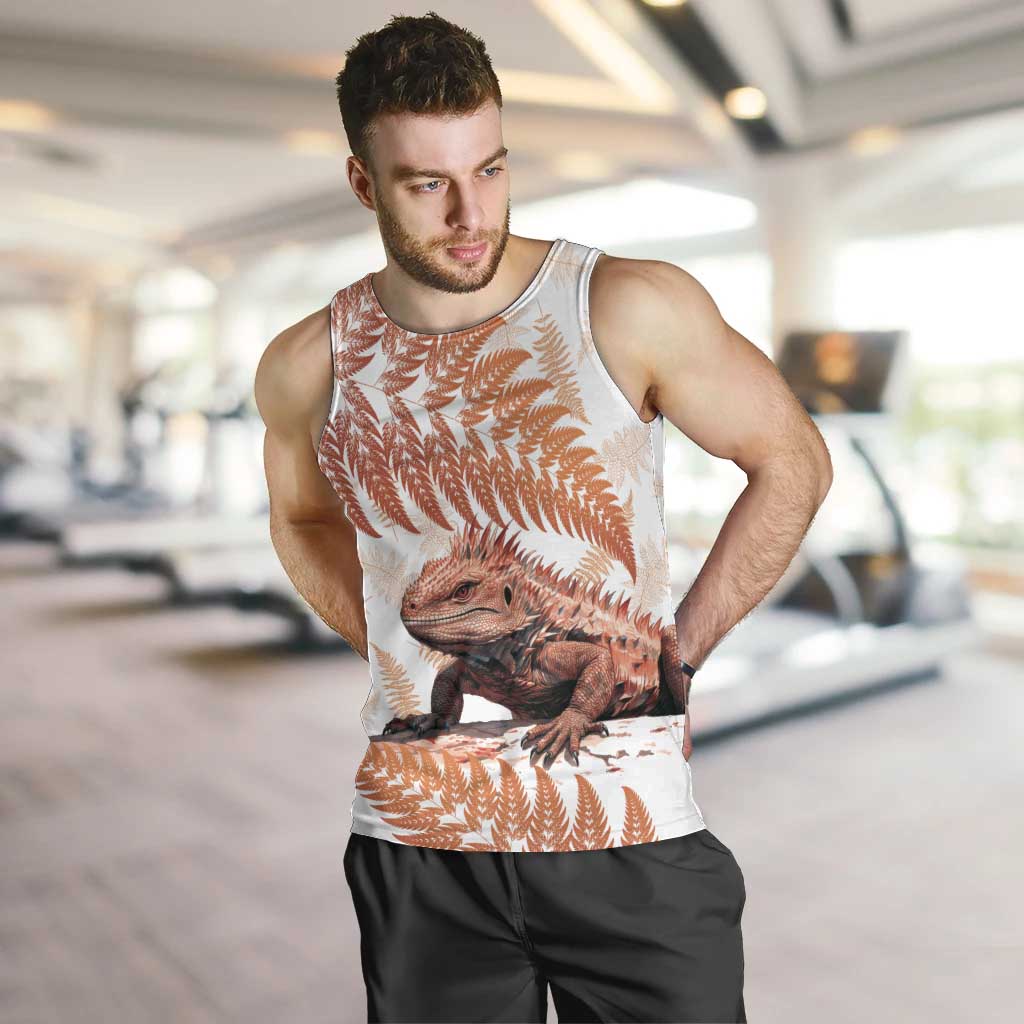 Red New Zealand Tuatara Men Tank Top Aotearoa Sphenodon Punctatus Silver Fern LT14 Red - Polynesian Pride
