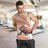 Red New Zealand Tuatara Men Tank Top Aotearoa Sphenodon Punctatus Silver Fern LT14 Red - Polynesian Pride