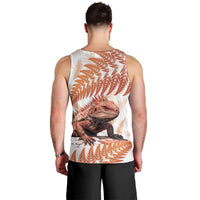 Red New Zealand Tuatara Men Tank Top Aotearoa Sphenodon Punctatus Silver Fern LT14 - Polynesian Pride