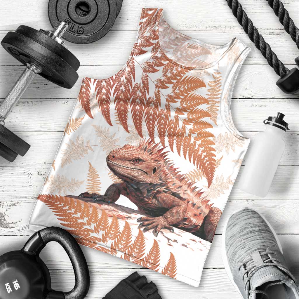 Red New Zealand Tuatara Men Tank Top Aotearoa Sphenodon Punctatus Silver Fern LT14 - Polynesian Pride