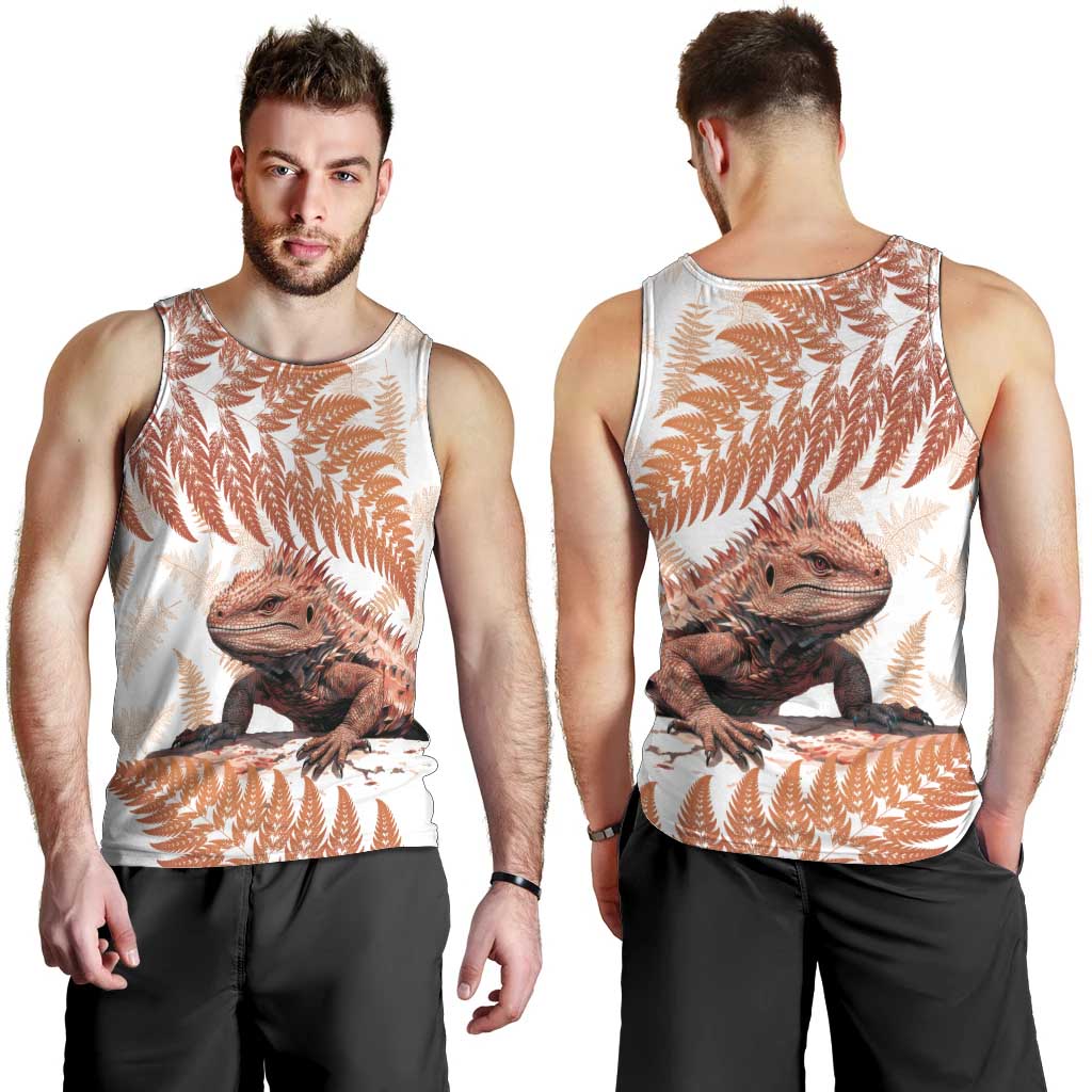 Red New Zealand Tuatara Men Tank Top Aotearoa Sphenodon Punctatus Silver Fern LT14 - Polynesian Pride