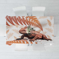 Red New Zealand Tuatara Tablecloth Aotearoa Sphenodon Punctatus Silver Fern LT14 Red - Polynesian Pride